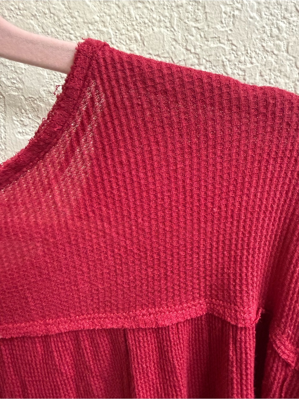 Free People Raspberry High-Low Waffle Henley Tunic - Picture 5 of 11